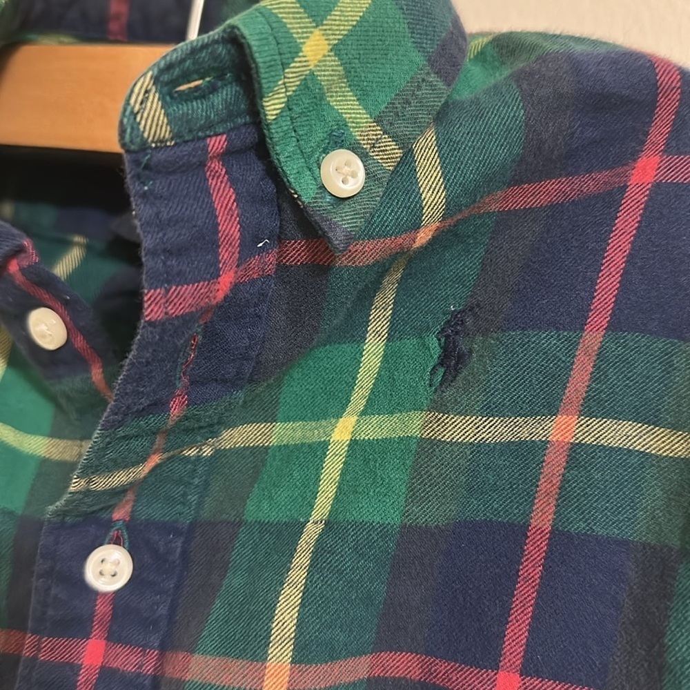 EUC Ralph Lauren Plaid Long Sleeve Button Down Shirt 18 mths - Picture 2 of 4